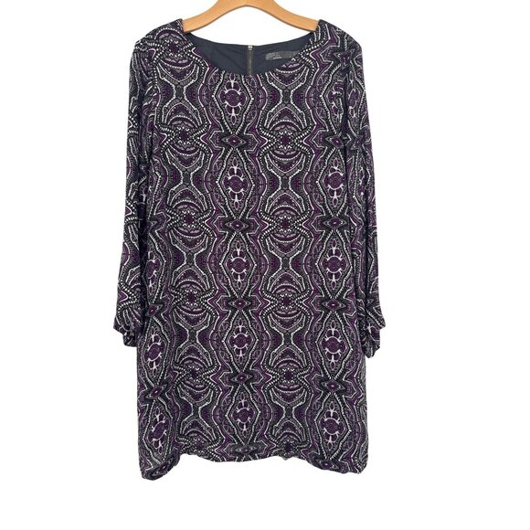 Prana Medallion Cece Shift Dress Gray Purple womens size large - Picture 3 of 7